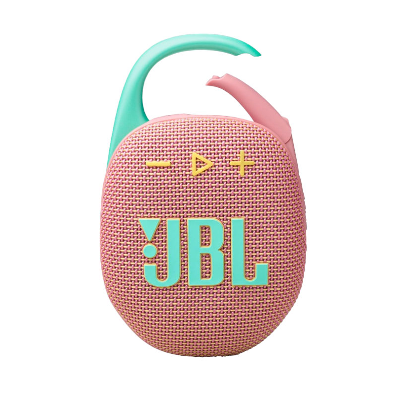 JBL Clip 5 - Ultra-Portable, Waterproof and Dustproof Bluetooth Speaker, Integrated Carabiner, Up to 12 Hours of Play, Made in Part with Recycled Materials (Pink)